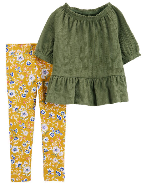  Product image 1 of Toddler 2-Piece Peplum Top & Floral Legging Set