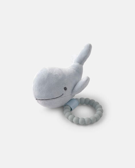 boys whale plush teether - blue