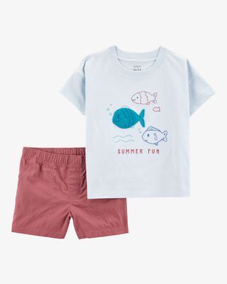 Product image 1 of Toddler 2-Piece Fish Summer Fun Tee & Pull-On Shorts Set