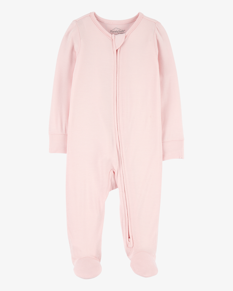 baby girl solid 2-way zip purelysoft sleep & play pajamas - light pink