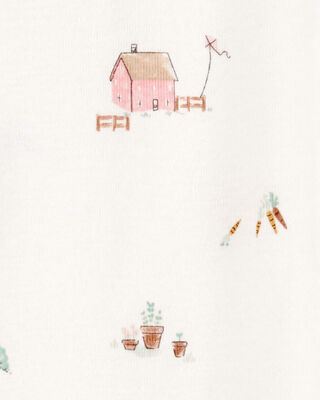 Product image 2 of Baby 2-Piece Barn Print 2-Way Zip Sleep & Play & Headwrap Set - Ivory