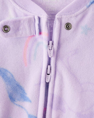 Product image 2 of Toddler Girl Unicorn Print Loose Fit Long-Sleeve 2-Way Zip 1-Piece Pajamas - Purple
