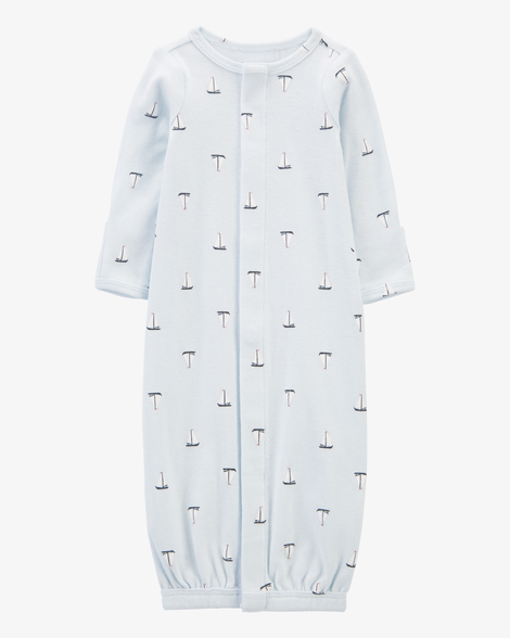 baby boy preemie sailboat sleeper gown
