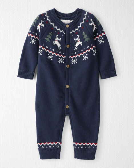 Baby Organic Cotton Fair Isle Sweater Knit Jumpsuit