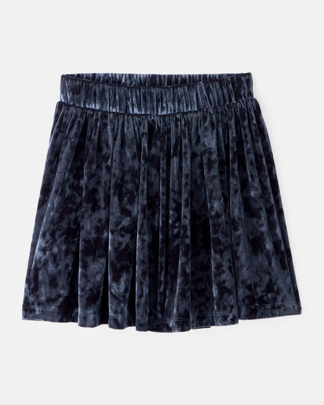 Girls Velour Skater Skirt - Navy