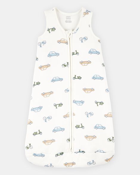 baby boy 2-way zip cars purelysoft wearable blanket - ivory