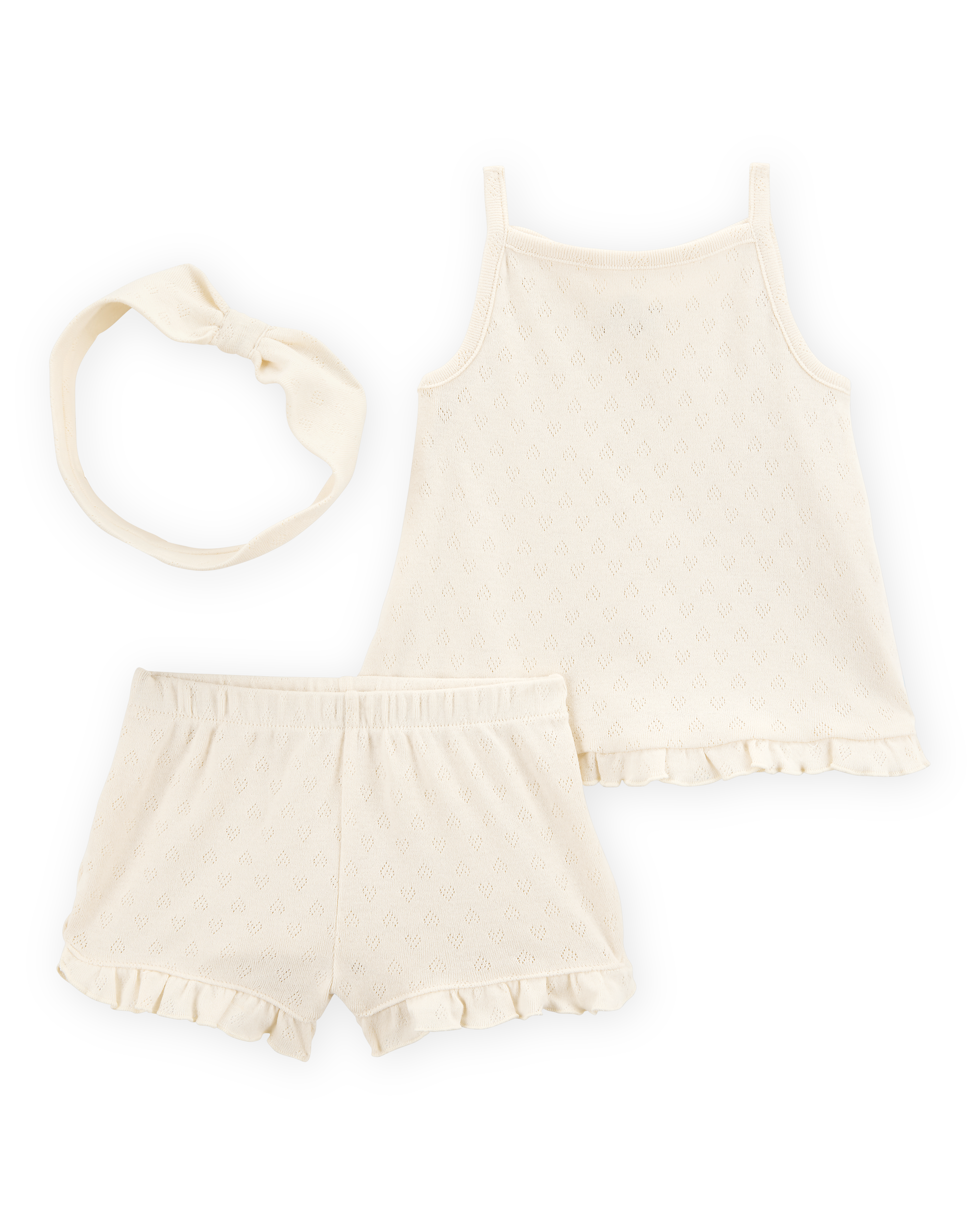Baby Girl 3-Piece Pointelle Heart Outfit Set