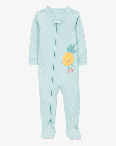 baby girl 1-piece pineapple 100% snug fit cotton footie pajamas - green
