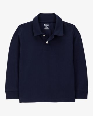 Product image 1 of Toddler Pique Long-Sleeve Polo Shirt - Navy