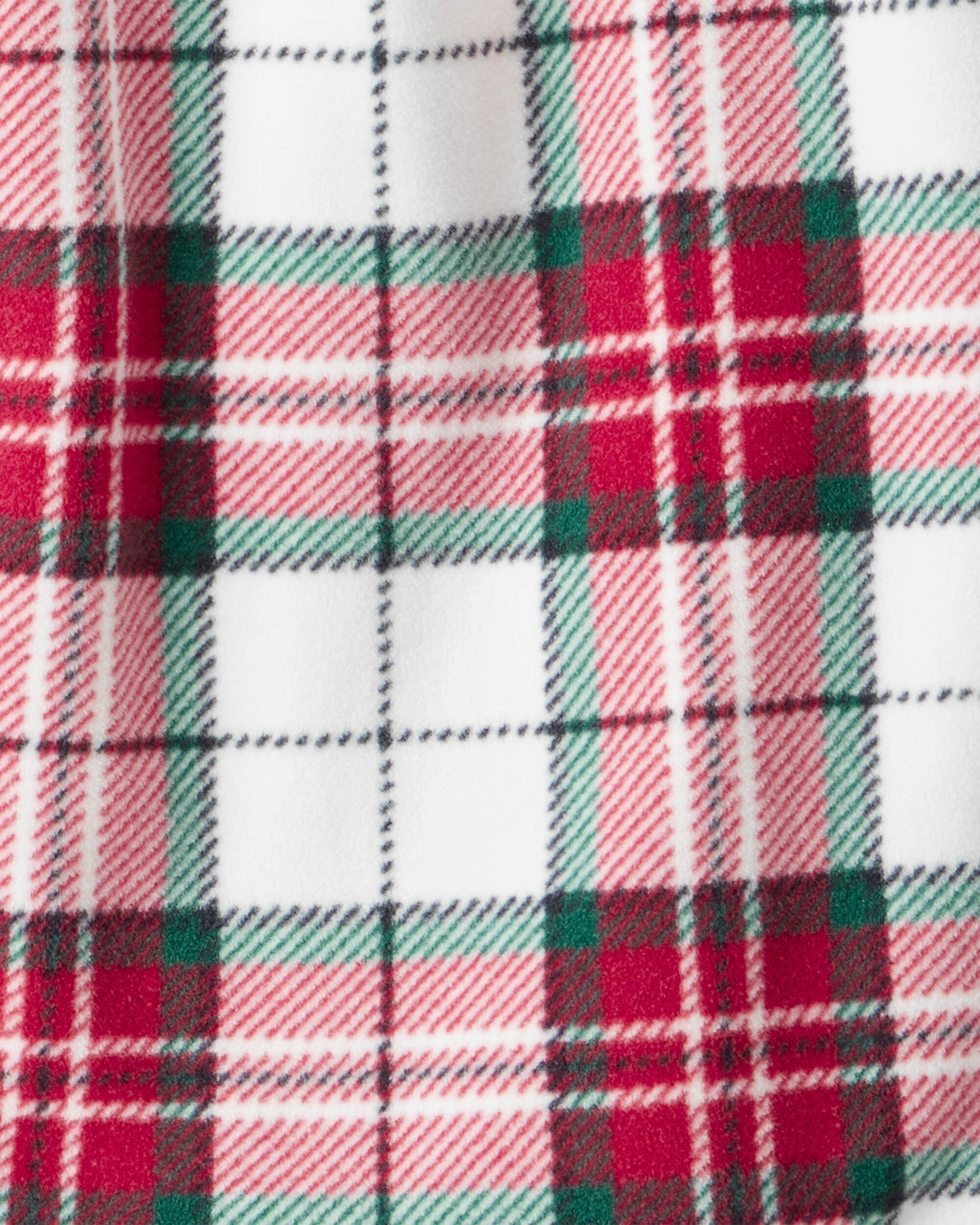 Girls 2-Piece Buffalo Check Print Fleece Long-Sleeve Loose Fit Night Gown & Matching Doll - Red/White