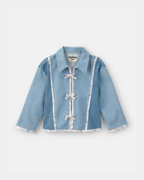 Toddler Girl Patchwork Denim Jacket - Light Wash