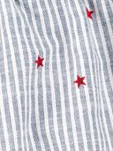 Blue - Toddler Striped Star Print Shorts - Blue, Selected
