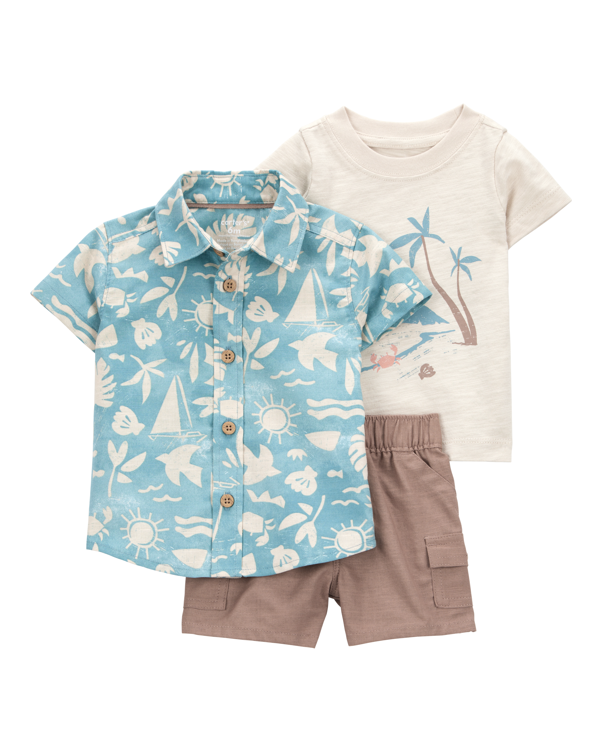 Baby 3-Piece Beach Print Little Short Set