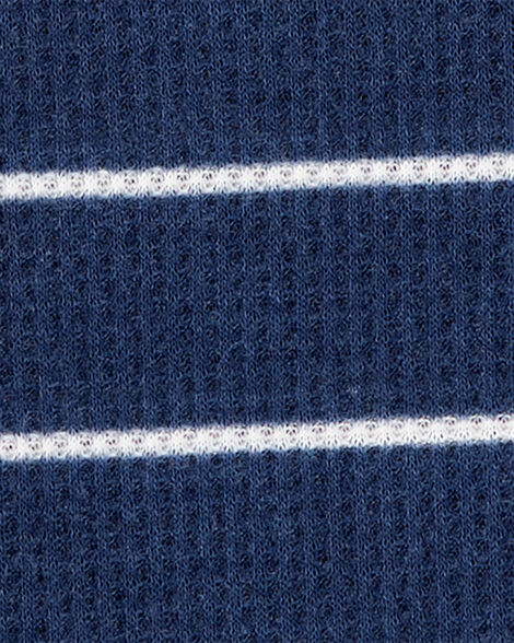 Product image 2 of Toddler Boy Striped Loose Fit Waffle Knit 2-Piece Pajamas - Navy