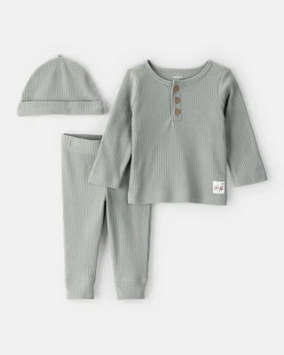 Baby 2-Piece Drop Needle Jumpsuit & Bandana Bib Set