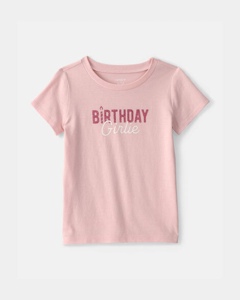 toddler girl 'birthday girlie' graphic tee - pink