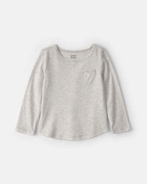 toddler girl heart long-sleeve top - grey