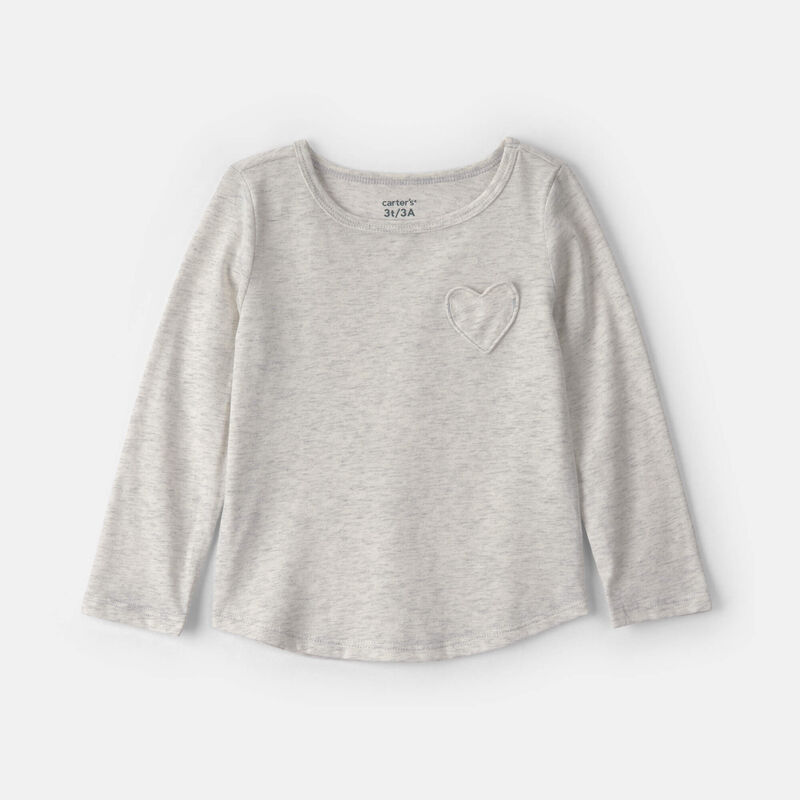 Toddler Girl Heart Long-Sleeve Top - Grey