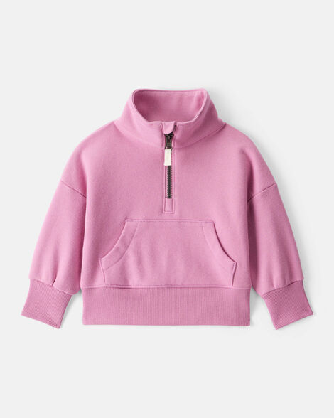 baby girl daydream fleece long-sleeve quarter-zip pullover sweatshirt - pink