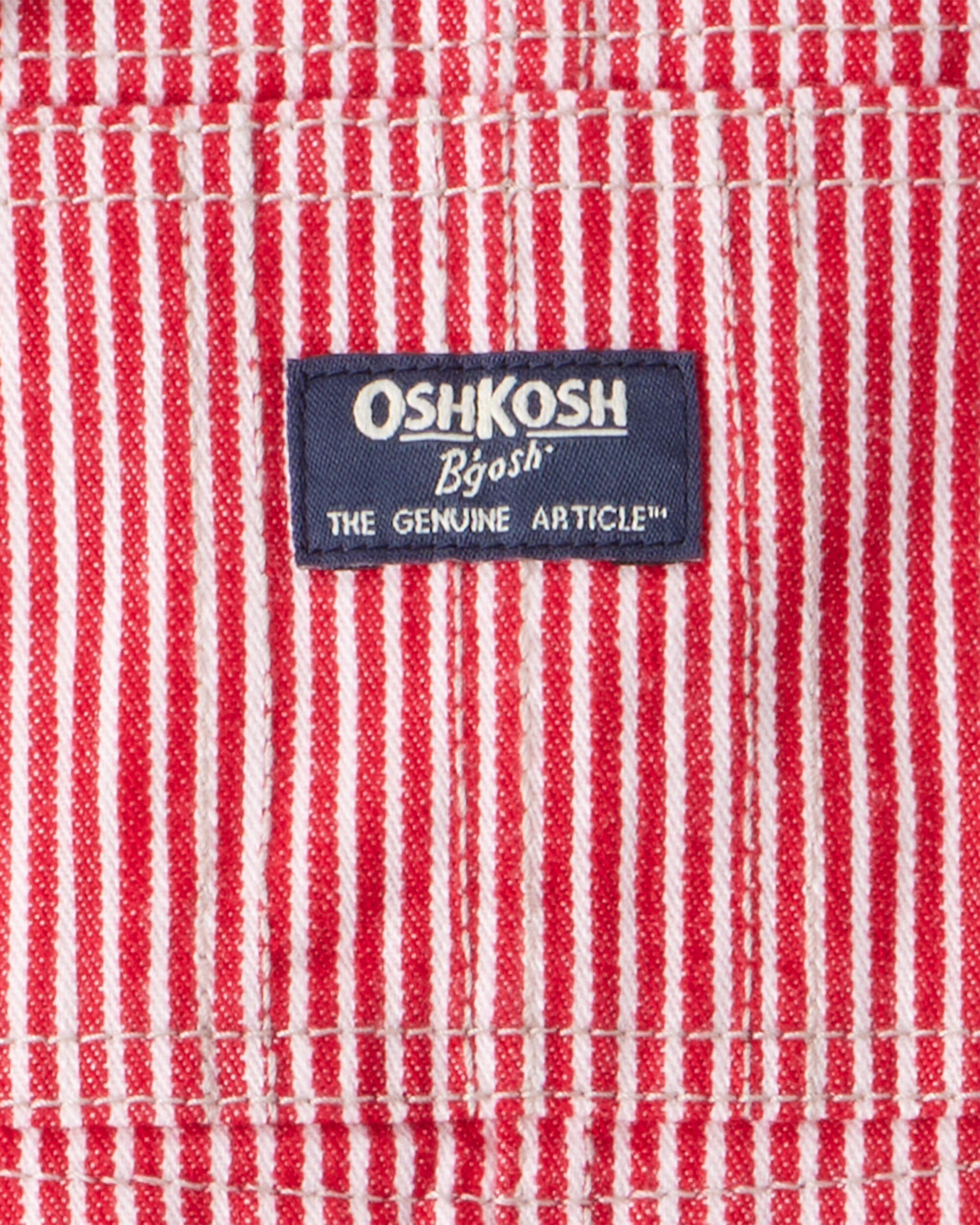 Baby Boy Hickory Striped Overalls - Red