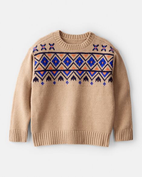 boys fair isle sweater - brown