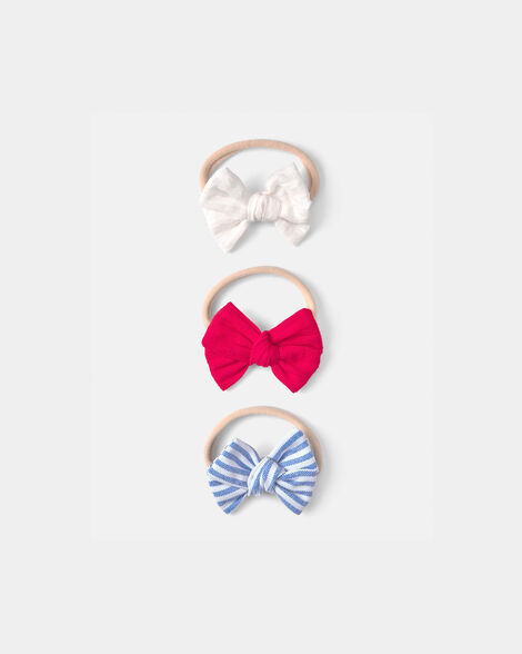 baby girl 3-pack headbands - red/white/blue