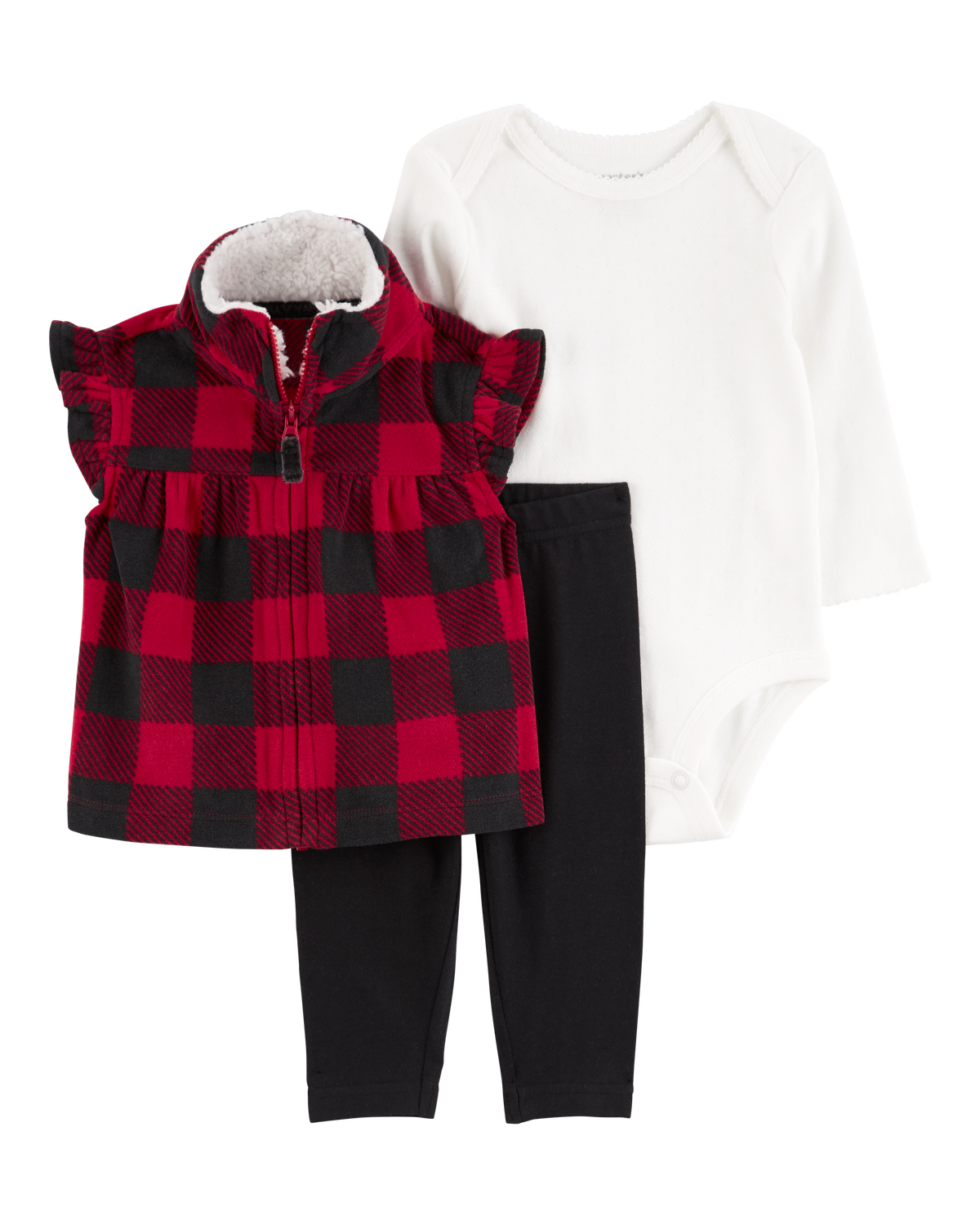 Baby 3-Piece Buffalo Check Fleece Little Vest Set - Carter's | Carter's