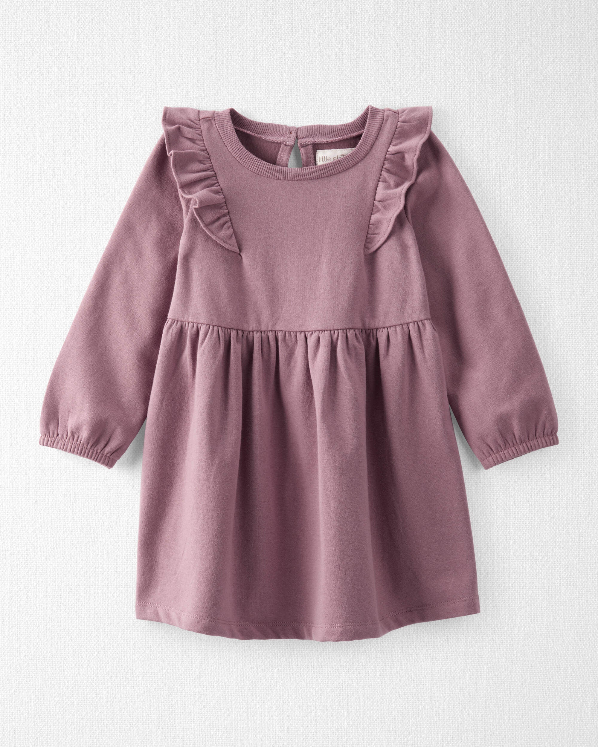 Toddler Long-Sleeve Ruffle Dress Made with Organic Cotton in