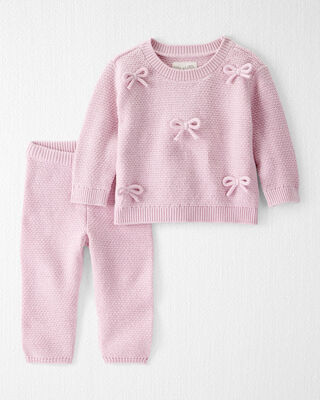 Product image 1 of Baby 2-Piece Organic Cotton Bow Sweater Knit Set