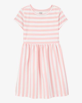 Product image 1 of Kid Striped Short-Sleeve Dress-Pink