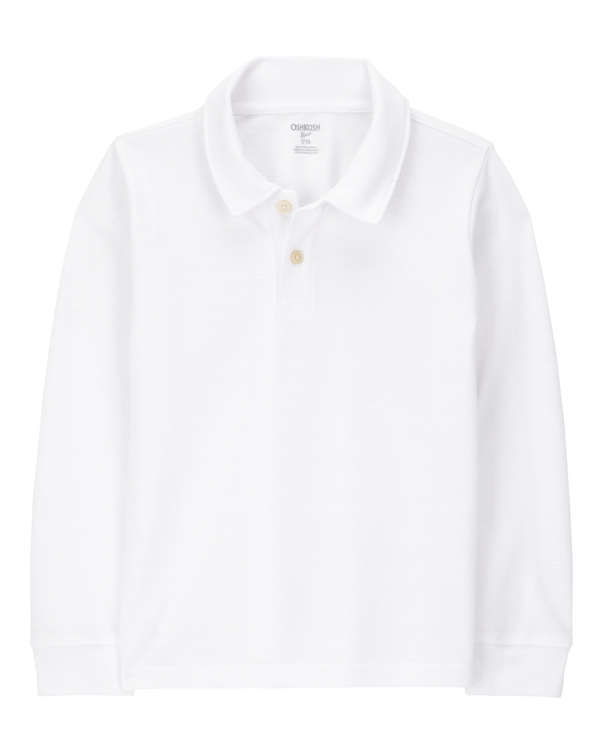 Kid Pique Long-Sleeve Polo Shirt - White - OshKosh | Carter's