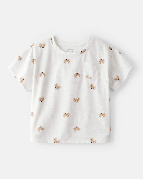 toddler girl pastry-print short-sleeve pocket tee - heather grey