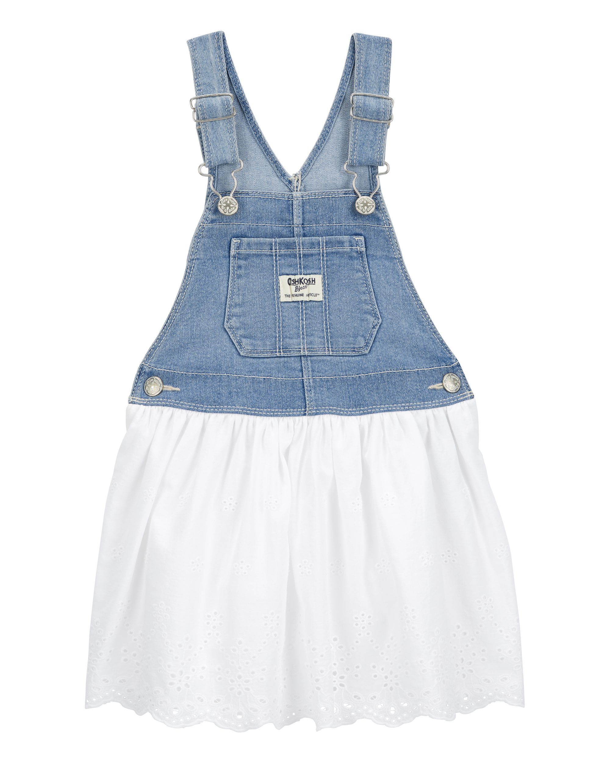 Toddler Stretch Denim Eyelet Jumper Dress