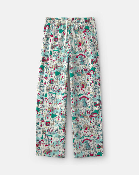 kids christmas scavenger hunt fleece loose fit pajama bottoms
