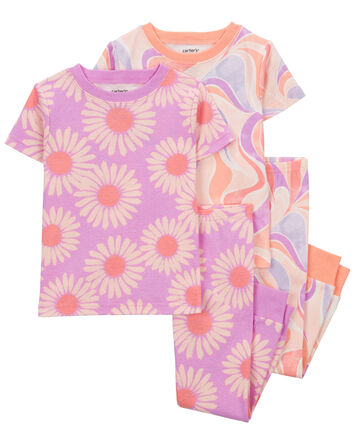 Toddler 4-Piece Daisy 100% Snug Fit Cotton Pajamas