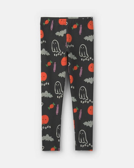 girls halloween pull-on stretch leggings - black