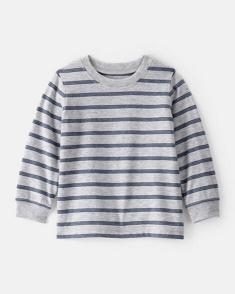 baby boy striped long-sleeve tee- grey