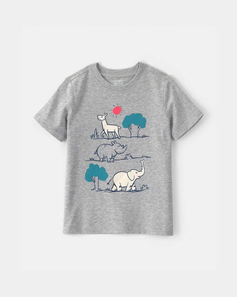 toddler boy zoo animal graphic tee - grey