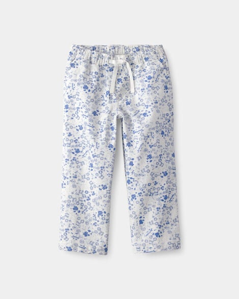Toddler Girl Floral Wide-Leg Pants - Blue/White