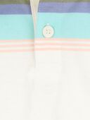Cream - Baby Striped Polo Short-Sleeve Bodysuit - Cream, Selected