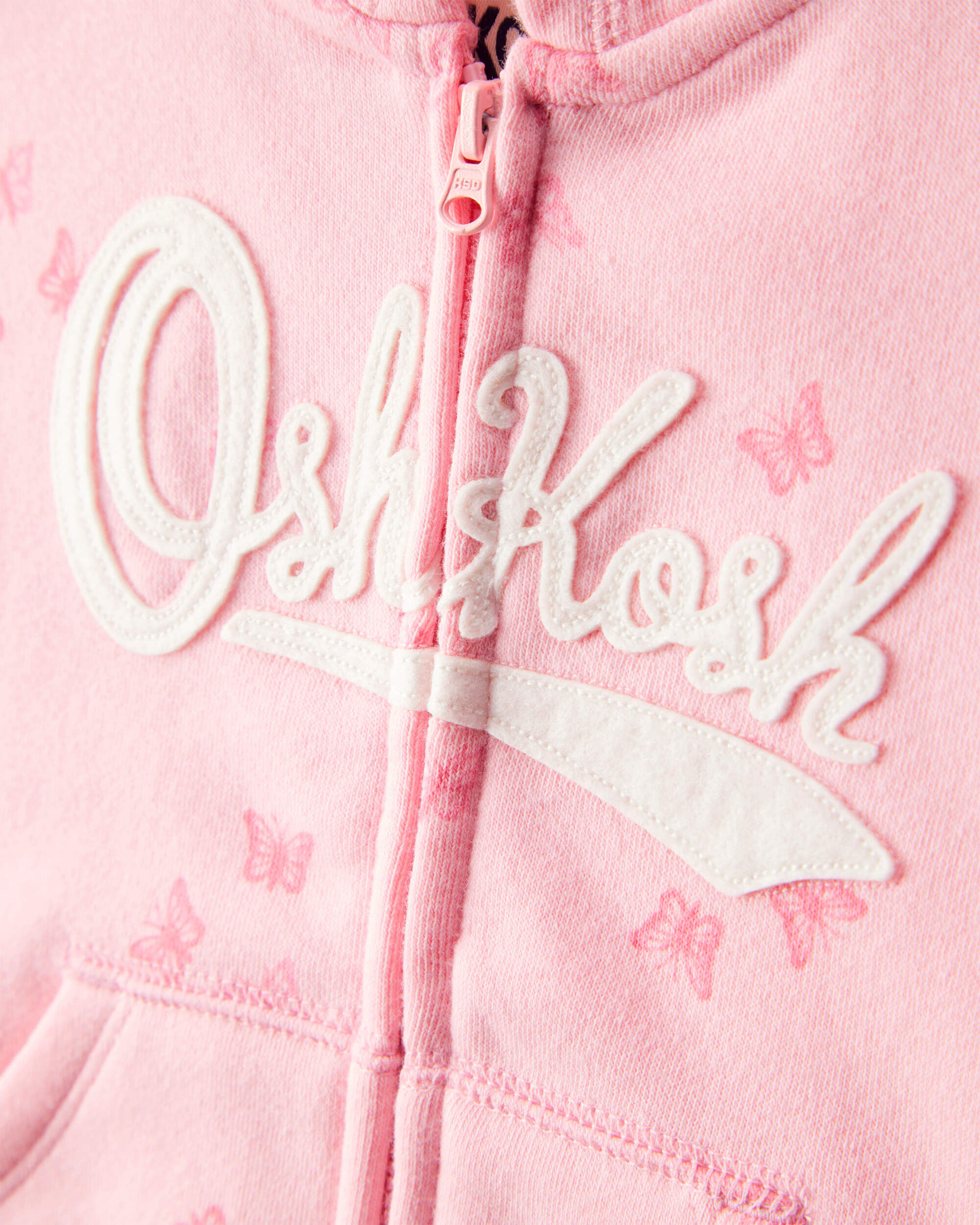 Baby Butterfly Print OshKosh Fleece Logo Zip Jacket - Pink Baby Butterfly Print OshKosh Fleece Logo Zip Jacket - Pink