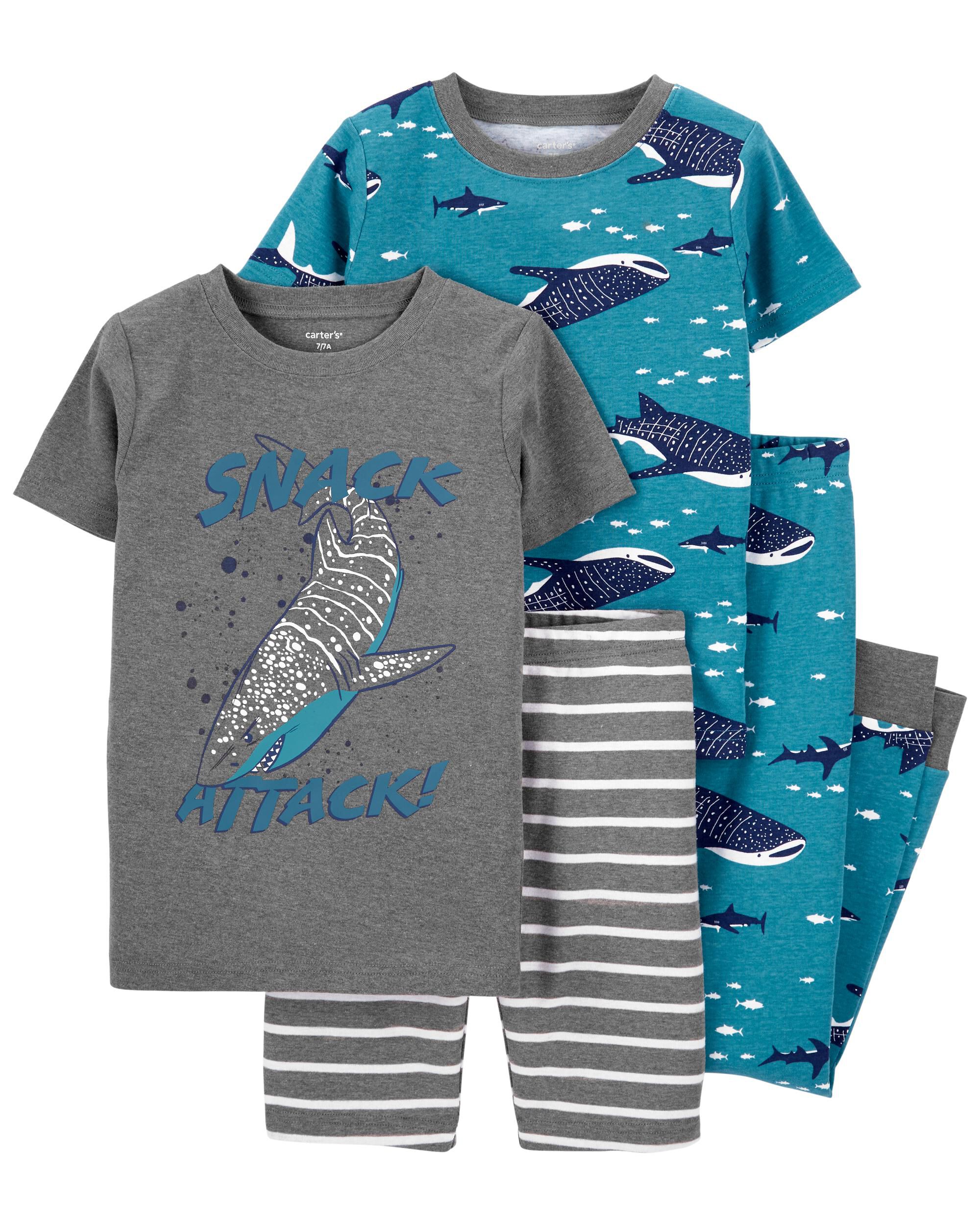 4-Piece Whale 100% Snug Fit Cotton PJs