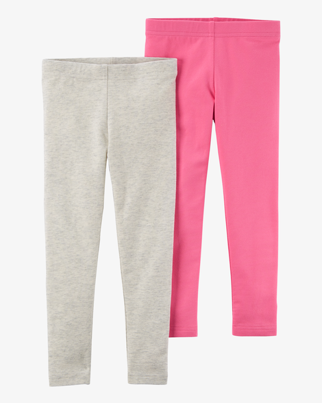 baby girl 2-pack pink & grey cotton stretch leggings