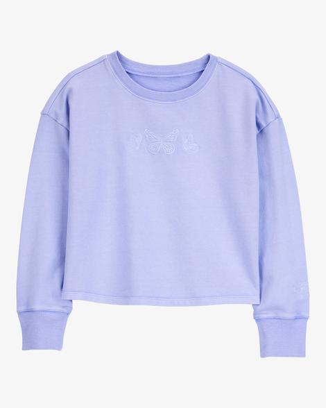 Kid Butterfly-Print French Terry Pullover - Purple