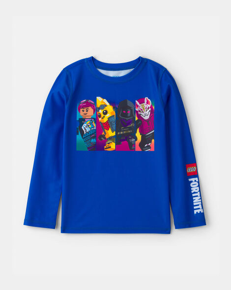 boys lego fortnite rashguard - blue