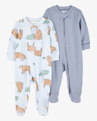 Product image 1 of Baby 2-Pack 2-Way Zip Cotton Sleep & Play Pajamas