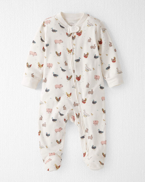 Baby Organic Cotton Sleep & Play Pajamas in Farm Friends Print