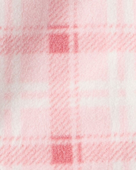 Baby Girl 3-Piece Plaid Print Fleece Jacket, Bodysuit & Pant Set - Pink