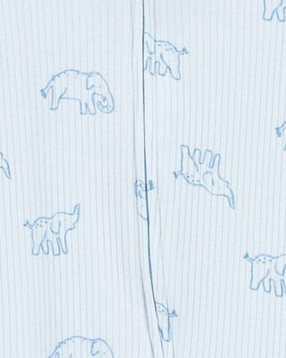 Product image 2 of Baby Elephant Print 2-Way Zip Sleep & Play Pajamas - Blue