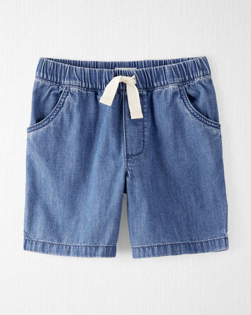 Kid Organic Cotton Chambray Drawstring Shorts
